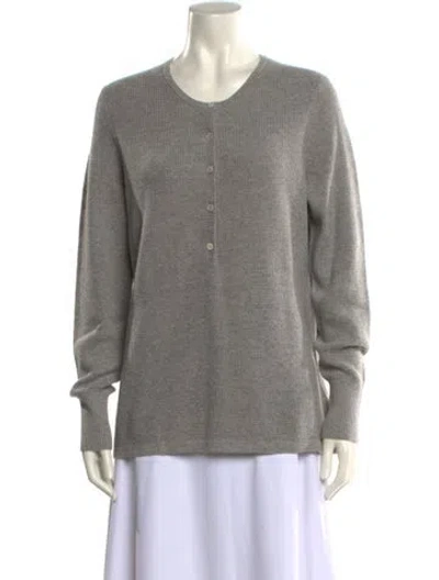 Pre-owned Ann Mashburn Cashmere Crew Neck Sweater W/ Tags In Gray