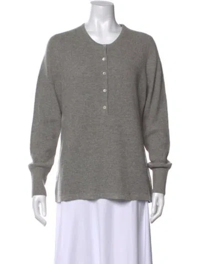 Pre-owned Ann Mashburn Cashmere Crew Neck Sweater W/ Tags In Gray