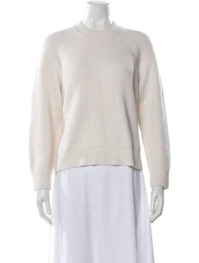 Pre-owned Ann Mashburn Cashmere Crew Neck Sweater In White