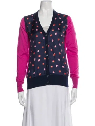 Pre-owned Ann Mashburn Cashmere Floral Print Blazer In Blue