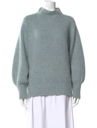 Pre-owned Ann Mashburn Cashmere Mock Neck Sweater In Blue