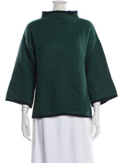 Pre-owned Ann Mashburn Cashmere Mock Neck Sweater In Green
