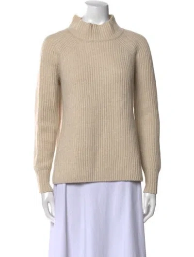 Pre-owned Ann Mashburn Cashmere Mock Neck Sweater In Neutral