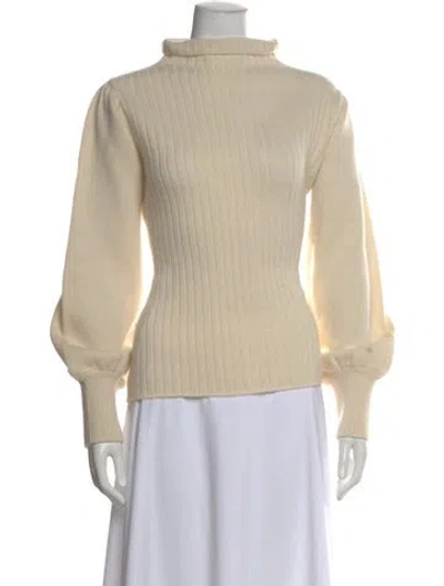 Pre-owned Ann Mashburn Cashmere Mock Neck Sweater In Neutral
