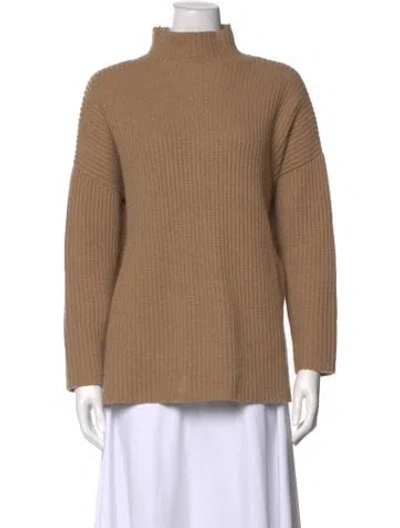 Pre-owned Ann Mashburn Cashmere Mock Neck Sweater In Neutrals