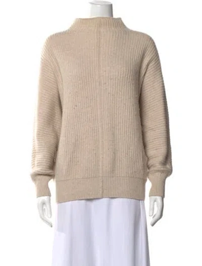 Pre-owned Ann Mashburn Cashmere Mock Neck Sweater In Neutrals