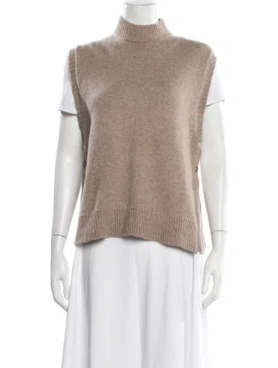 Pre-owned Ann Mashburn Cashmere Mock Neck Sweater In Neutrals