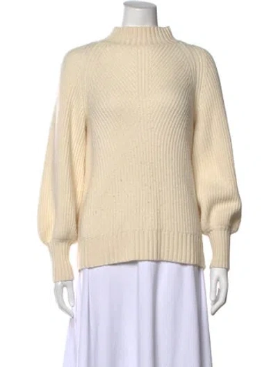 Pre-owned Ann Mashburn Cashmere Mock Neck Sweater In Neutrals
