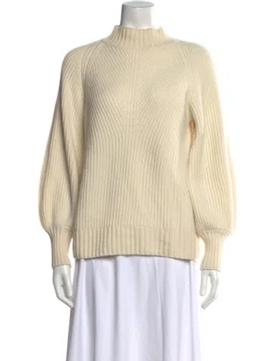 Pre-owned Ann Mashburn Cashmere Mock Neck Sweater In Neutrals