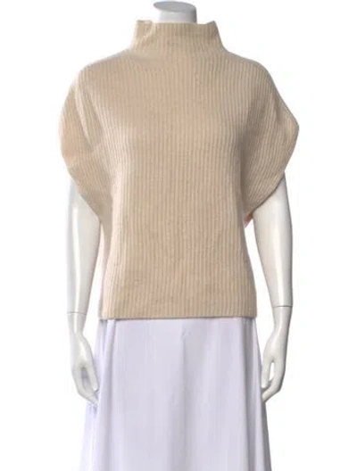 Pre-owned Ann Mashburn Cashmere Mock Neck Sweater In Neutrals