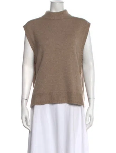 Pre-owned Ann Mashburn Cashmere Mock Neck Sweater W/ Tags In Neutrals