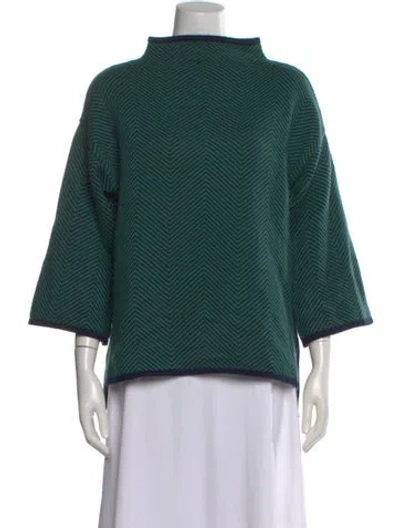 Pre-owned Ann Mashburn Cashmere Striped Sweater In Green
