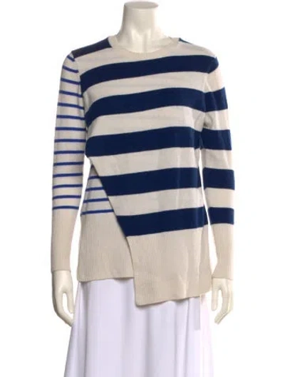 Pre-owned Ann Mashburn Cashmere Striped Sweater In Neutral