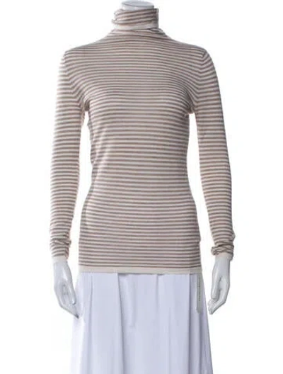 Pre-owned Ann Mashburn Cashmere Striped Sweater In Neutrals
