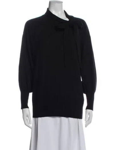 Pre-owned Ann Mashburn Cashmere Tie Neck Sweater In Blue