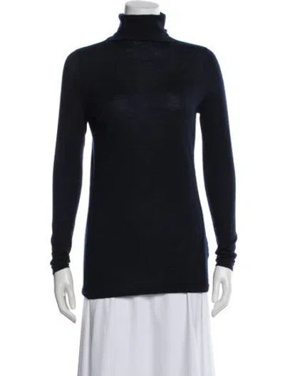 Pre-owned Ann Mashburn Cashmere Turtleneck Sweater In Blue