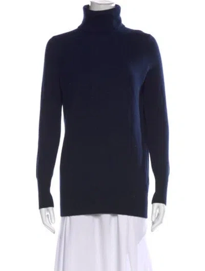 Pre-owned Ann Mashburn Cashmere Turtleneck Sweater In Blue