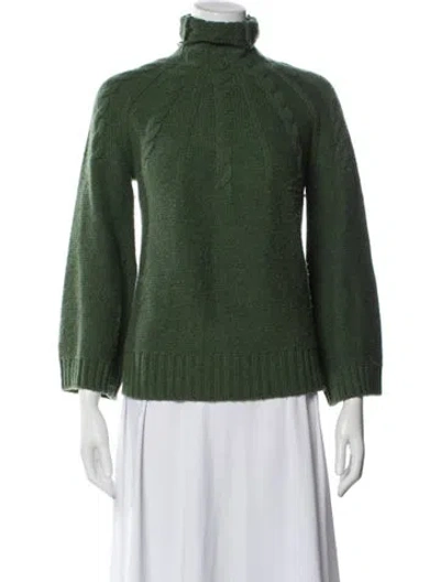 Pre-owned Ann Mashburn Cashmere Turtleneck Sweater In Green