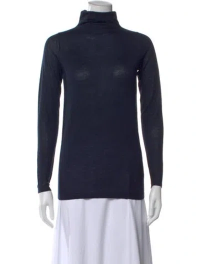 Pre-owned Ann Mashburn Cashmere Turtleneck Sweater W/ Tags In Blue