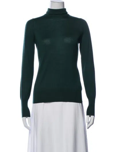 Pre-owned Ann Mashburn Cashmere Turtleneck Sweater W/ Tags In Green