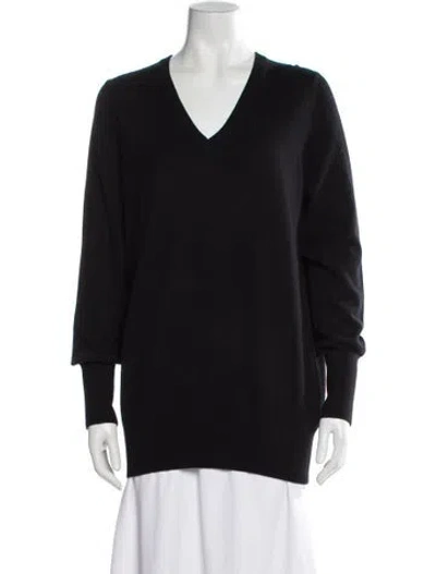 Pre-owned Ann Mashburn Cashmere V-neck Sweater In Black