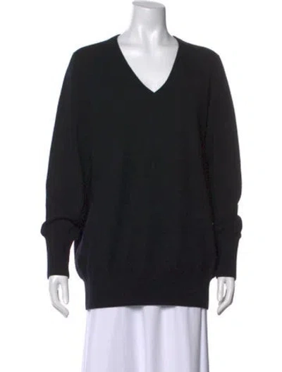 Pre-owned Ann Mashburn Cashmere V-neck Sweater In Black