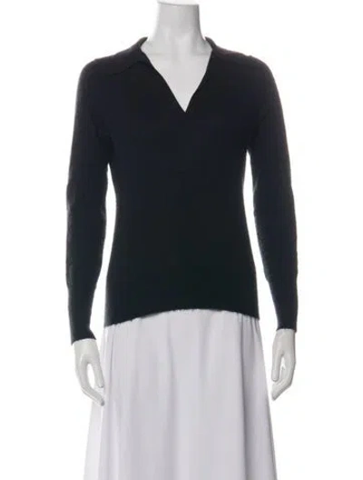 Pre-owned Ann Mashburn Cashmere V-neck Sweater In Black