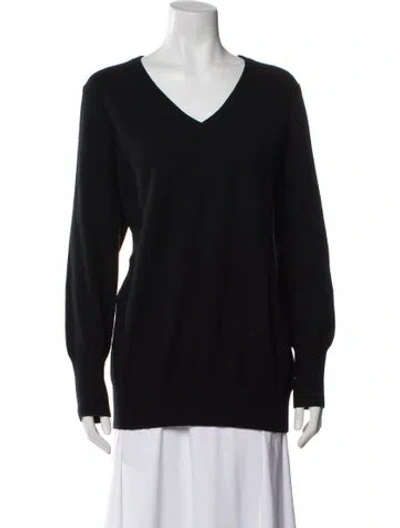 Pre-owned Ann Mashburn Cashmere V-neck Sweater In Blue