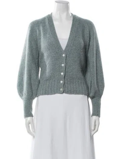 Pre-owned Ann Mashburn Cashmere V-neck Sweater In Blue