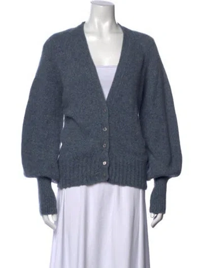 Pre-owned Ann Mashburn Cashmere V-neck Sweater In Blue