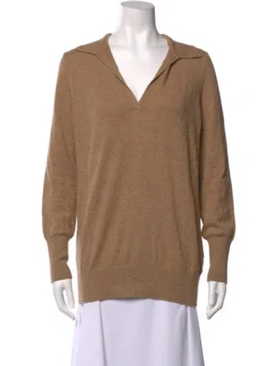 Pre-owned Ann Mashburn Cashmere V-neck Sweater In Brown