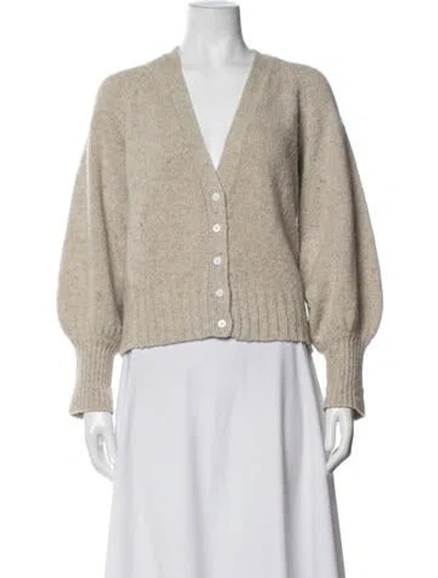 Pre-owned Ann Mashburn Cashmere V-neck Sweater In Neutrals