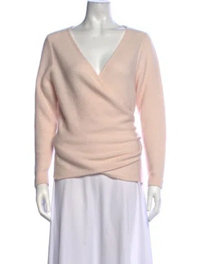 Pre-owned Ann Mashburn Cashmere V-neck Sweater In Pink
