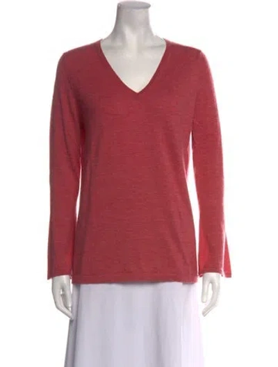 Pre-owned Ann Mashburn Cashmere V-neck Sweater In Pink