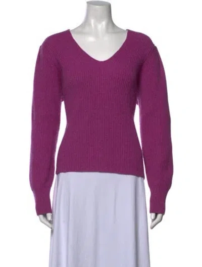 Pre-owned Ann Mashburn Cashmere V-neck Sweater In Purple