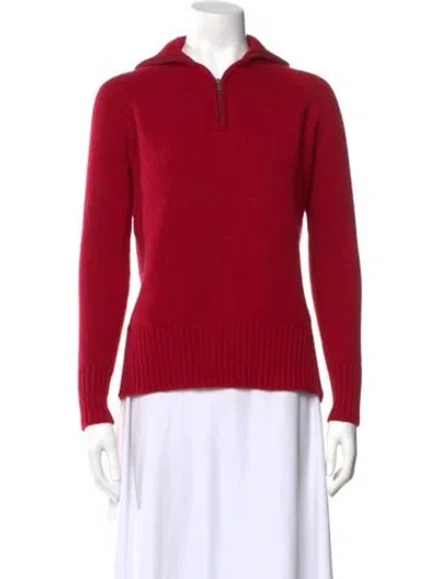 Pre-owned Ann Mashburn Cashmere V-neck Sweater In Red
