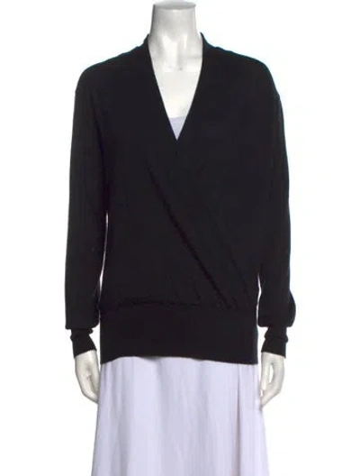 Pre-owned Ann Mashburn Cashmere V-neck Sweater W/ Tags In Black