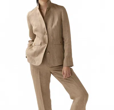 Ann Mashburn Celine Ultra-feminine Jacket In Flax Linen Twill In Multi