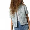 Ann Mashburn Short Sleeve Chelsea Jacket In Blue Summer Tweed In Blue