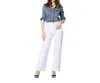 Ann Mashburn Column Patch Pocket Jean In White Stretch Denim In Multi