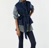 Ann Mashburn Corinne Vest In Indigo Patchwork In Blue