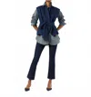 Ann Mashburn Corinne Vest In Indigo Patchwork In Blue