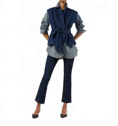 Ann Mashburn Corinne Vest In Indigo Patchwork In Blue