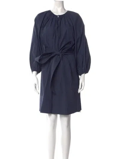 Pre-owned Ann Mashburn Crew Neck Knee-length Dress In Blue