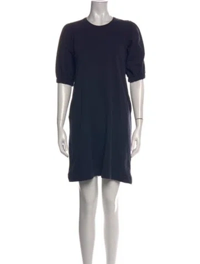 Pre-owned Ann Mashburn Crew Neck Knee-length Dress In Blue