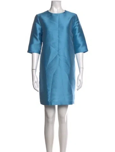Pre-owned Ann Mashburn Crew Neck Knee-length Dress In Blue