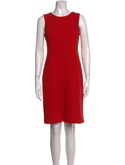 Pre-owned Ann Mashburn Crew Neck Knee-length Dress In Red