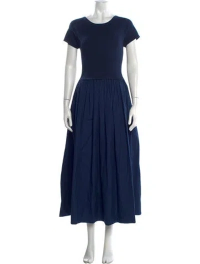 Pre-owned Ann Mashburn Crew Neck Long Dress In Blue
