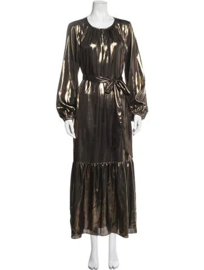 Pre-owned Ann Mashburn Crew Neck Long Dress In Gold
