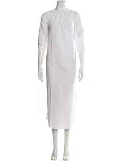 Pre-owned Ann Mashburn Crew Neck Long Dress In White
